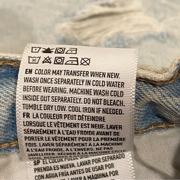 American Eagle Mom Jean Shorts Women's 2 Light Wash Hi Rise Rainbow Embroidery - Picture 10 of 15